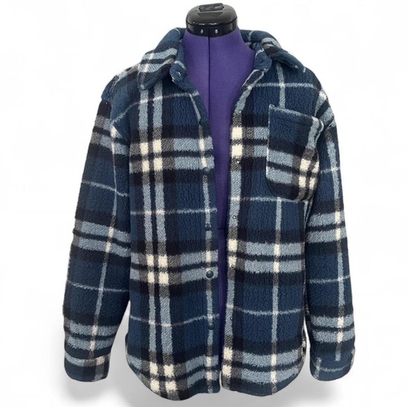 Jason Maxwell Plaid Sherpa Jacket Shacket Size Small - Picture 1 of 5